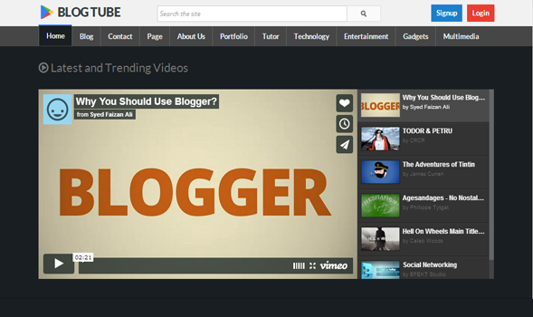 BlogTube Blogger Template Professional Video Template